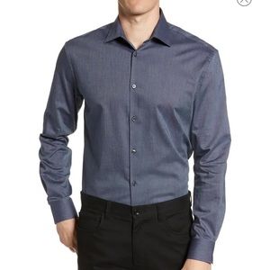 John Varvatos Star Slim Fit Grey Dress Shirt 17 34/35